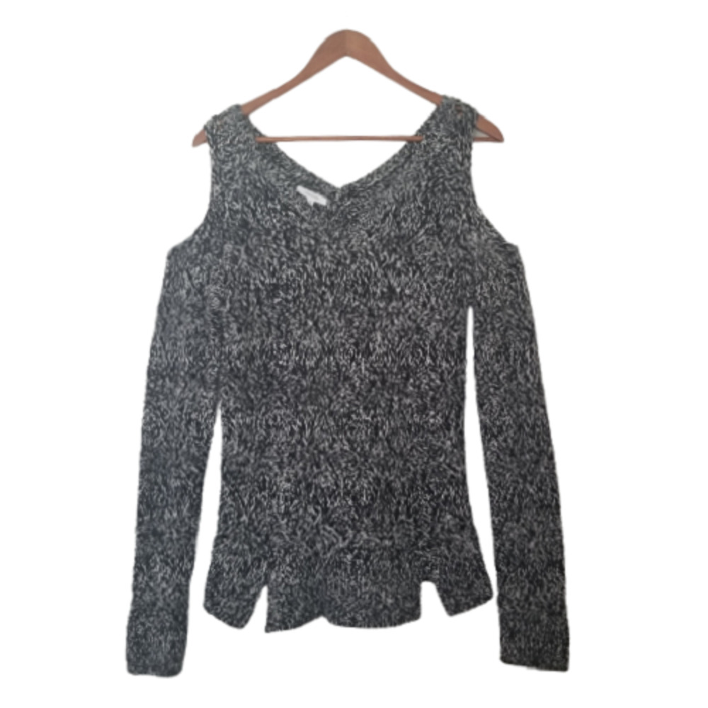 Maurices cold shoulder pullover sweater Marbled Black/White- Size XS